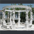 Garden ancient greek style  White Stone Marble Gazebo Sculpture with Wrought steel Roof